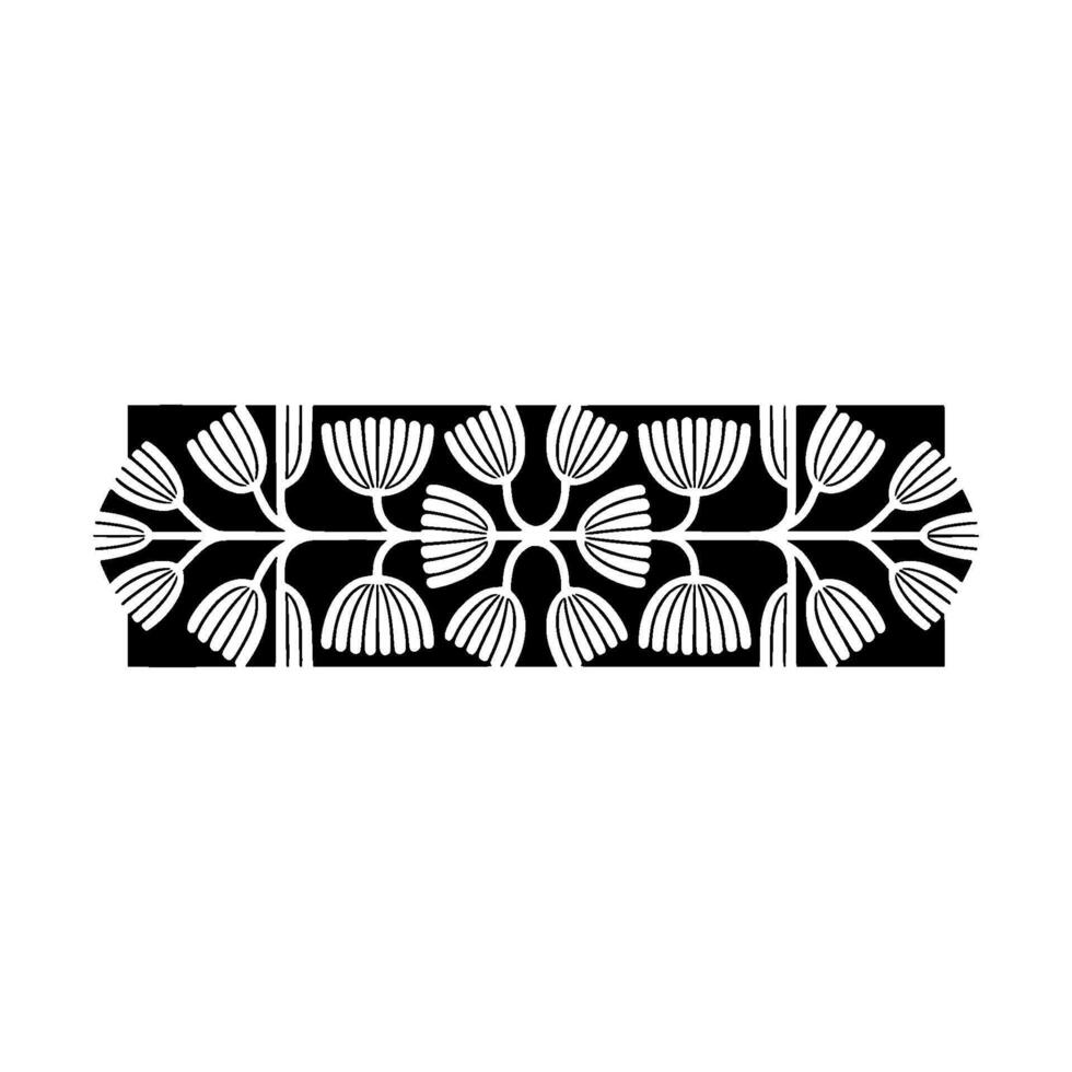 Black and White Floral Pattern Element on White Background vector