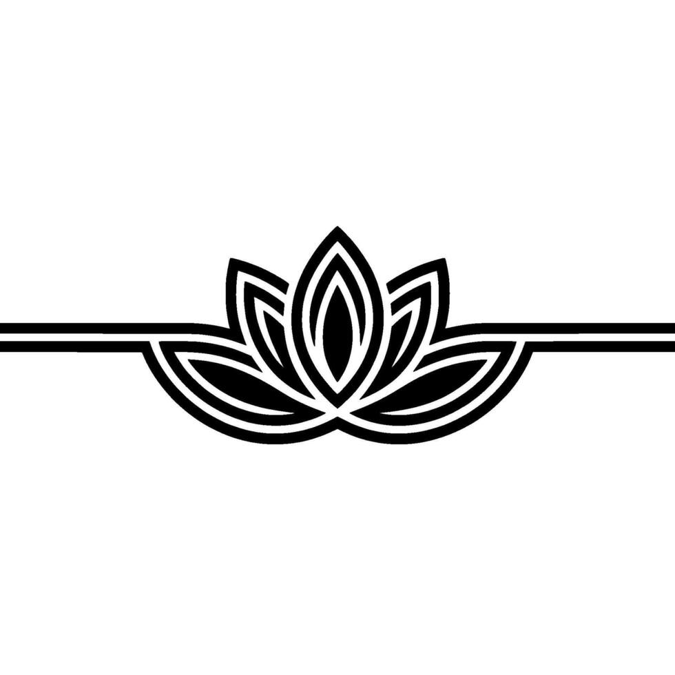 Minimalist Lotus Flower with Lines, Black White vector