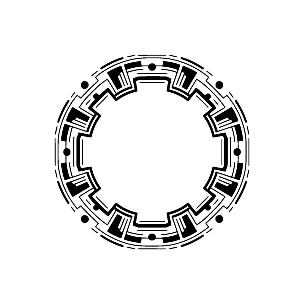 Geometric Art Deco Circle Frame on White, Element vector