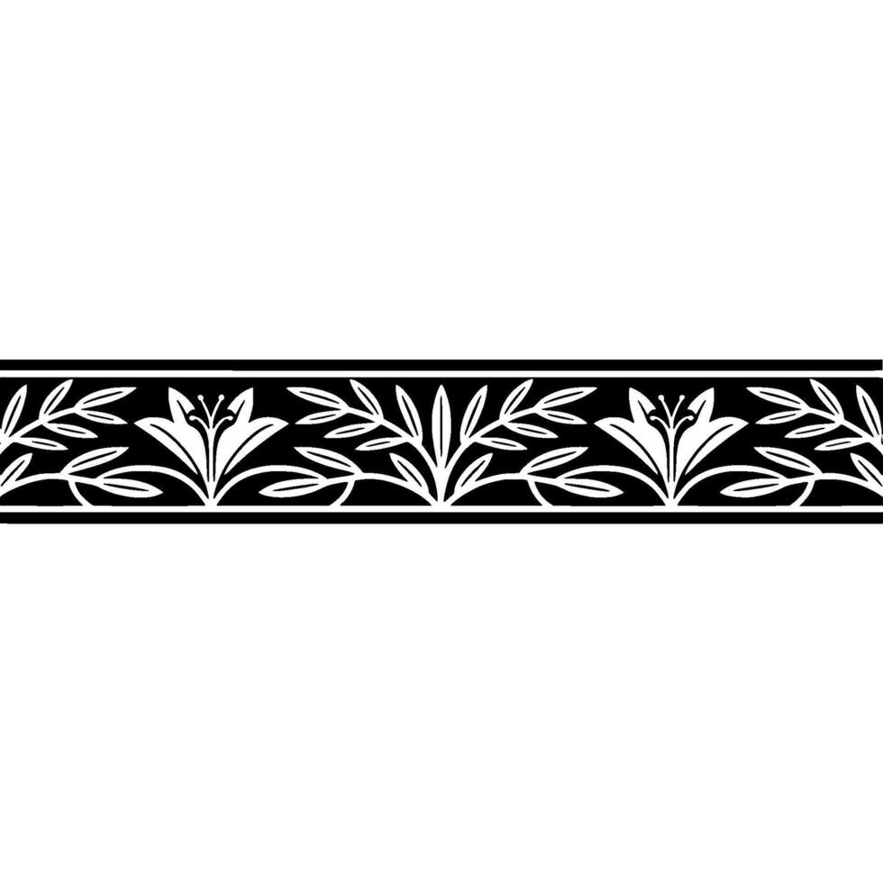 Elegant Floral Border in Black and White 9 vector