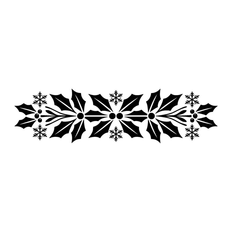 Christmas Holly Snowflake Border Element, Illustration vector