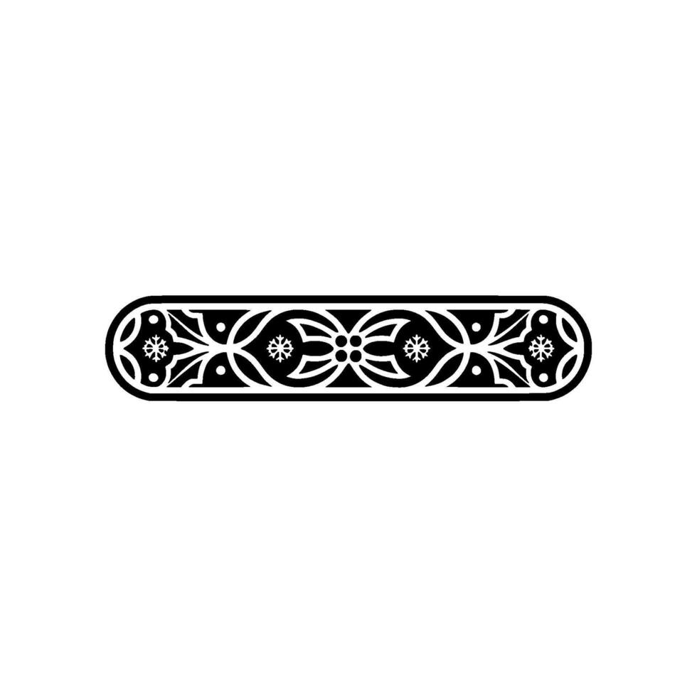 Ornate Decorative Border Element, Geometric Floral Pattern in Black White, Minimalist vector