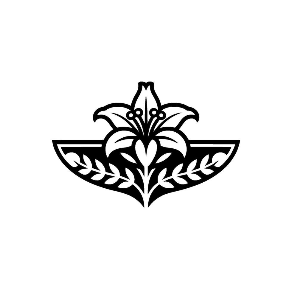 Elegant Lily Floral in Black White on Cream vector