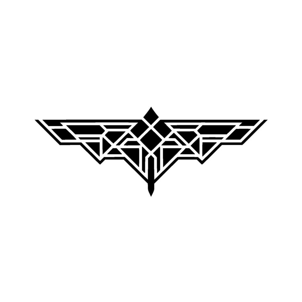 Geometric Art Deco Wing Element Black and White vector