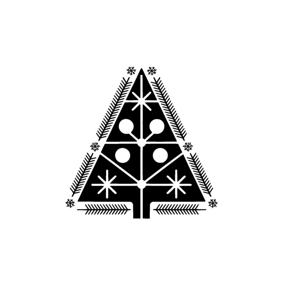 Minimalist Christmas Tree in Black and White vector