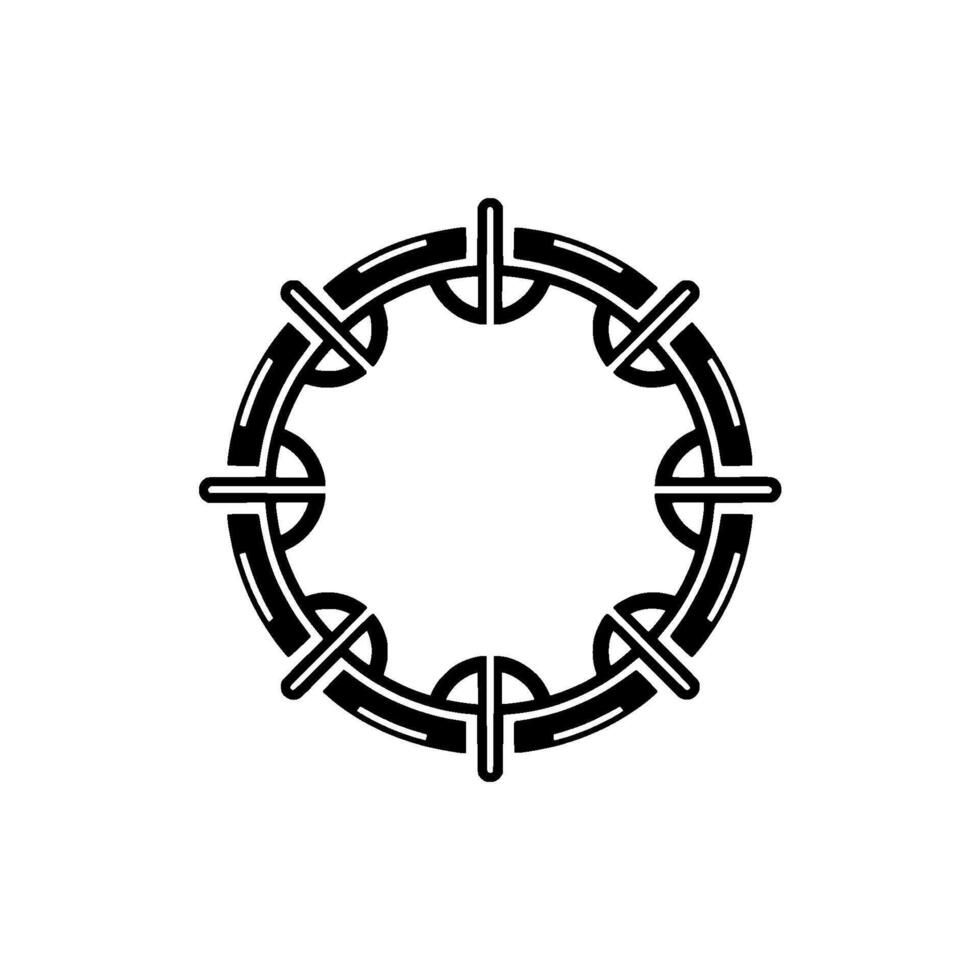 Abstract Circular Black Celtic Knot on White Background vector