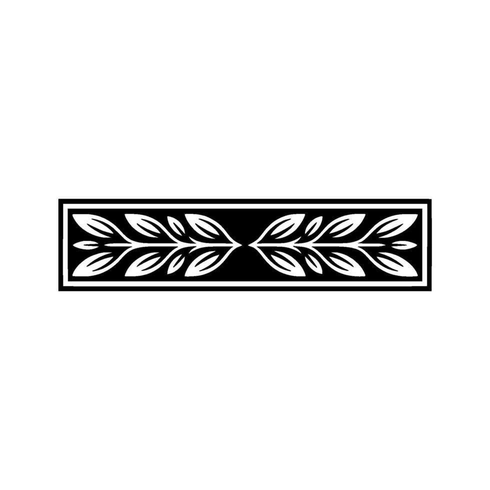 Minimalist Leaf Border Elegant Black and White Ornament vector