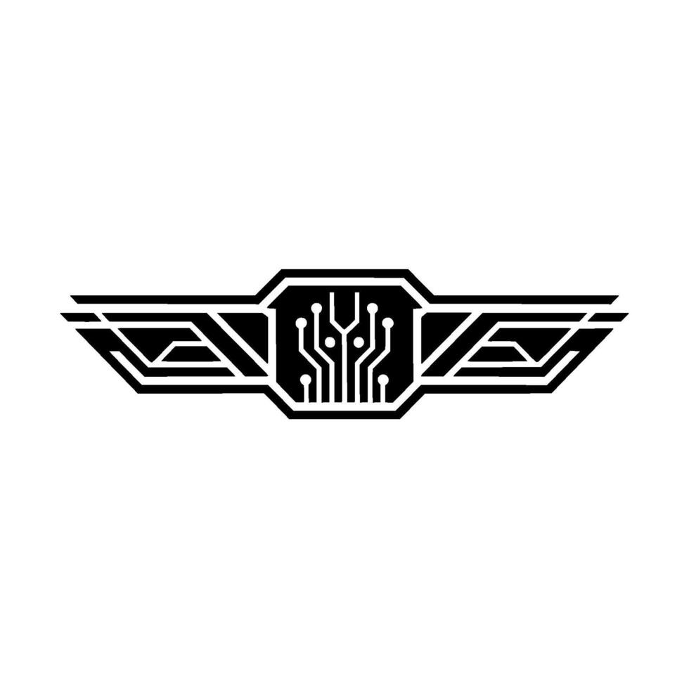 Tech Wings Modern Digital Circuitry on White vector