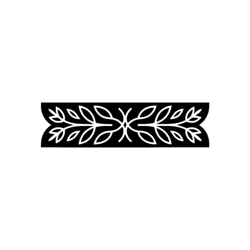 Decorative Leafy Border Element, Black and White vector