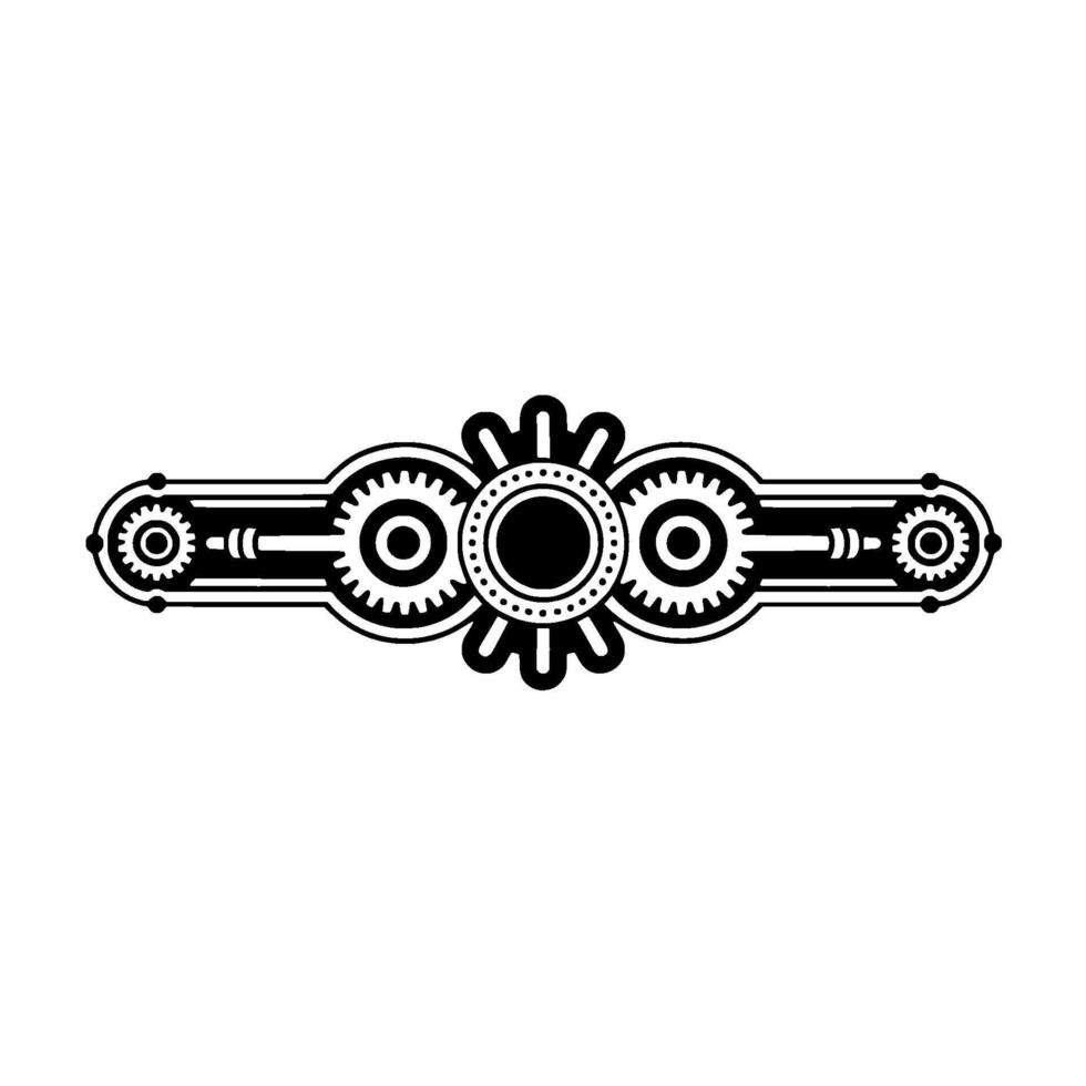 Black and White Ornamental Gear on White Background vector