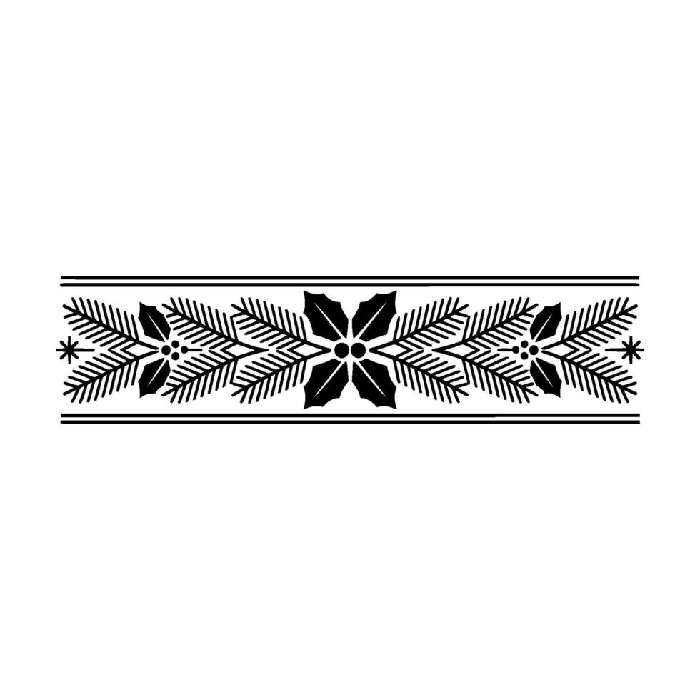 Minimalist Christmas Border Holly, Fir, Berries vector