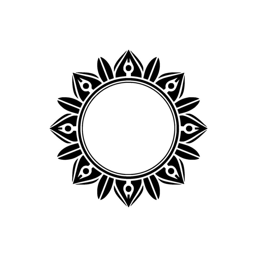 Elegant Black and White Floral Frame Circular, Minimalist Style vector