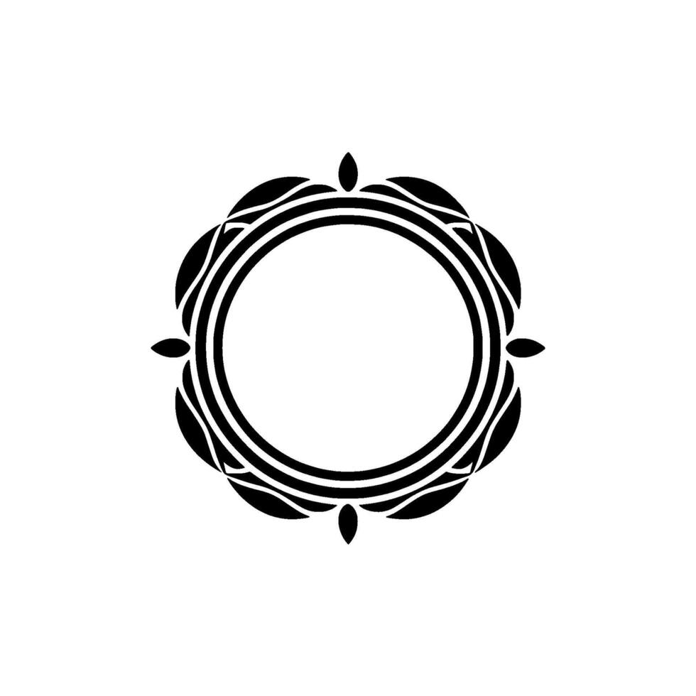 Elegant Black White Circle Frame Decorative Border with Botanical Accents vector