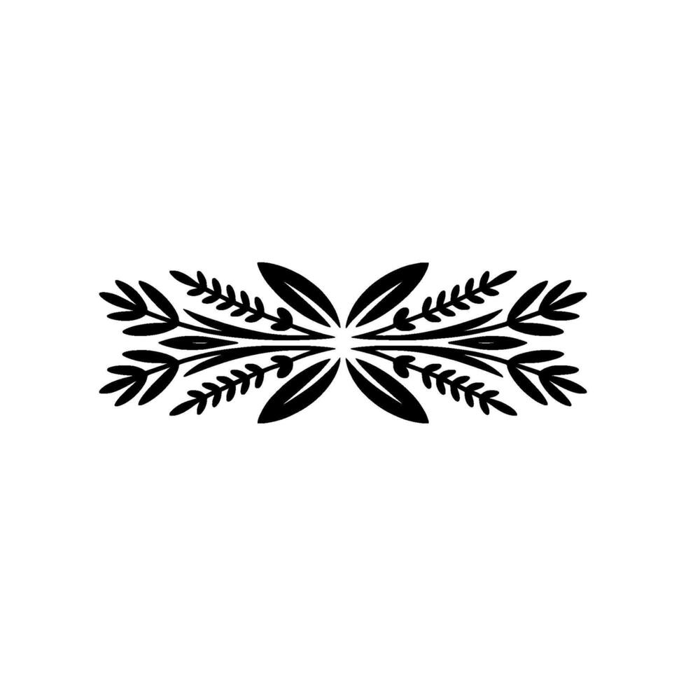 Minimalist Floral Ornament Black Foliage on Cream Backdrop vector