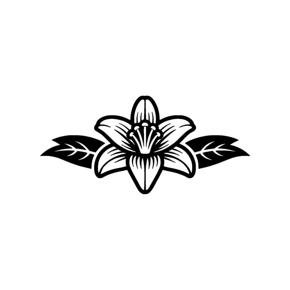 Elegant Lily Flower Emblem, Black White, Minimalist vector