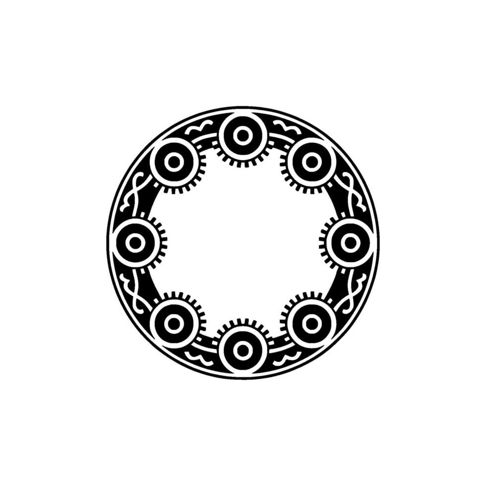 Elegant Black White Circular Ornamental on OffWhite Background vector