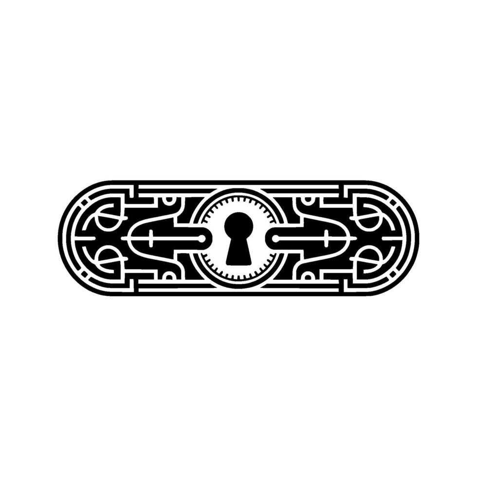 Abstract Keyhole Geometric Black White Illustration vector