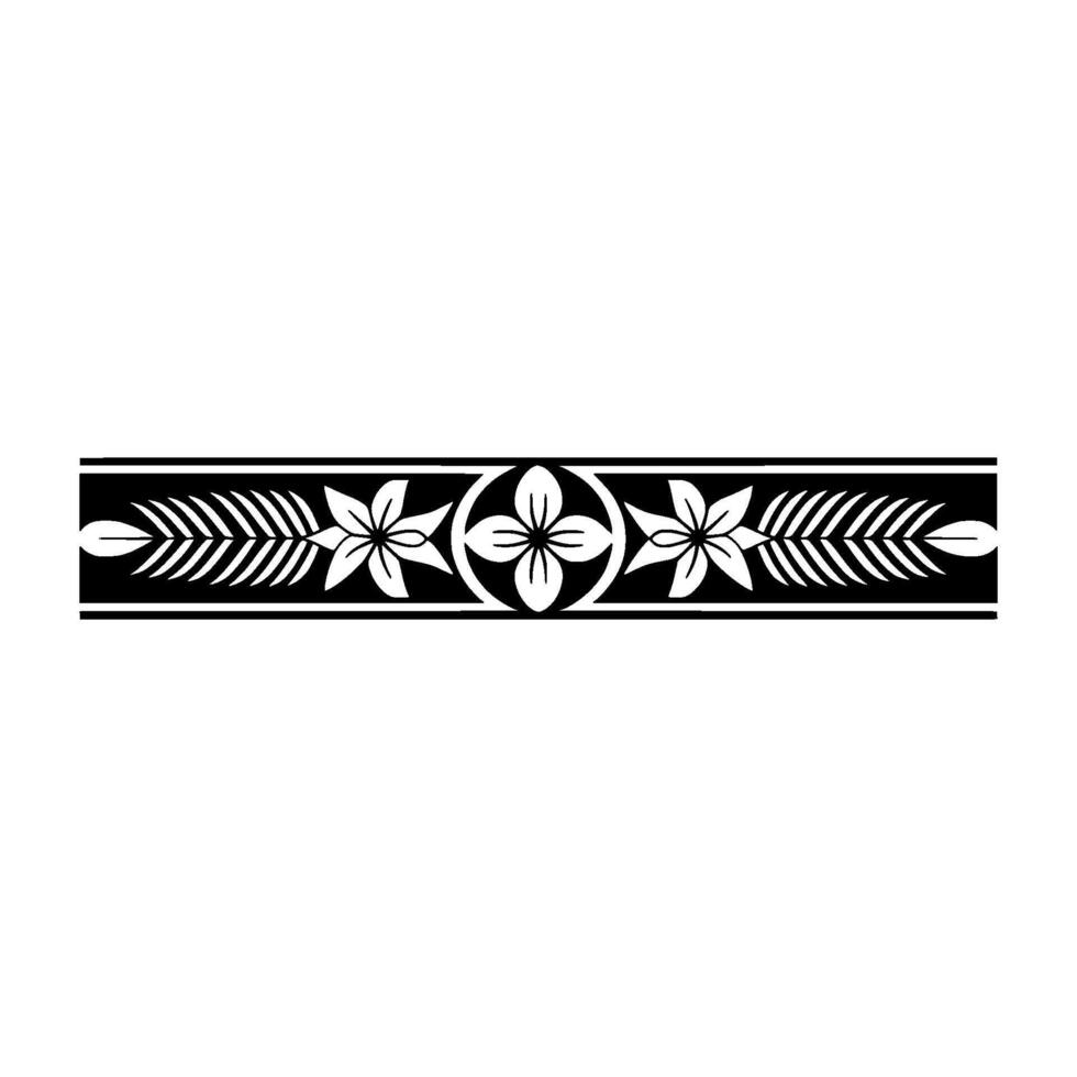 Geometric Floral Border in Black and White, Illustration vector