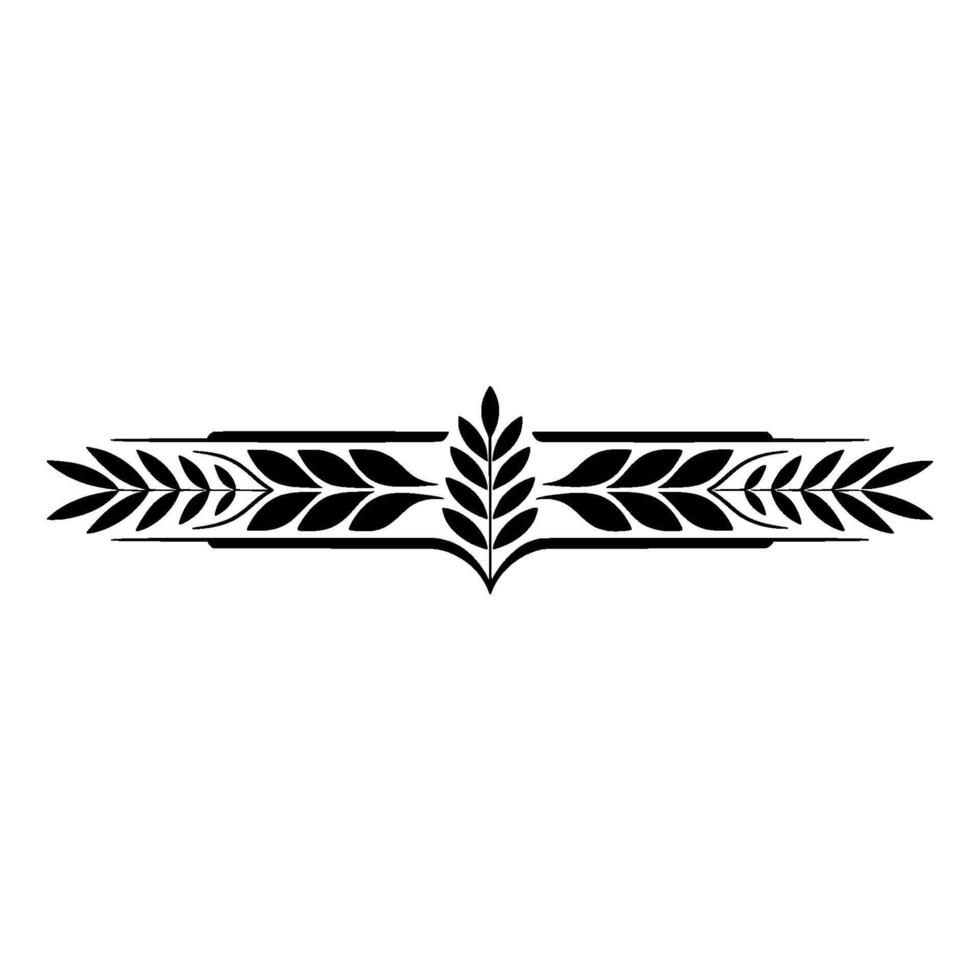 Elegant Black Leaf Border on White, Illustration vector