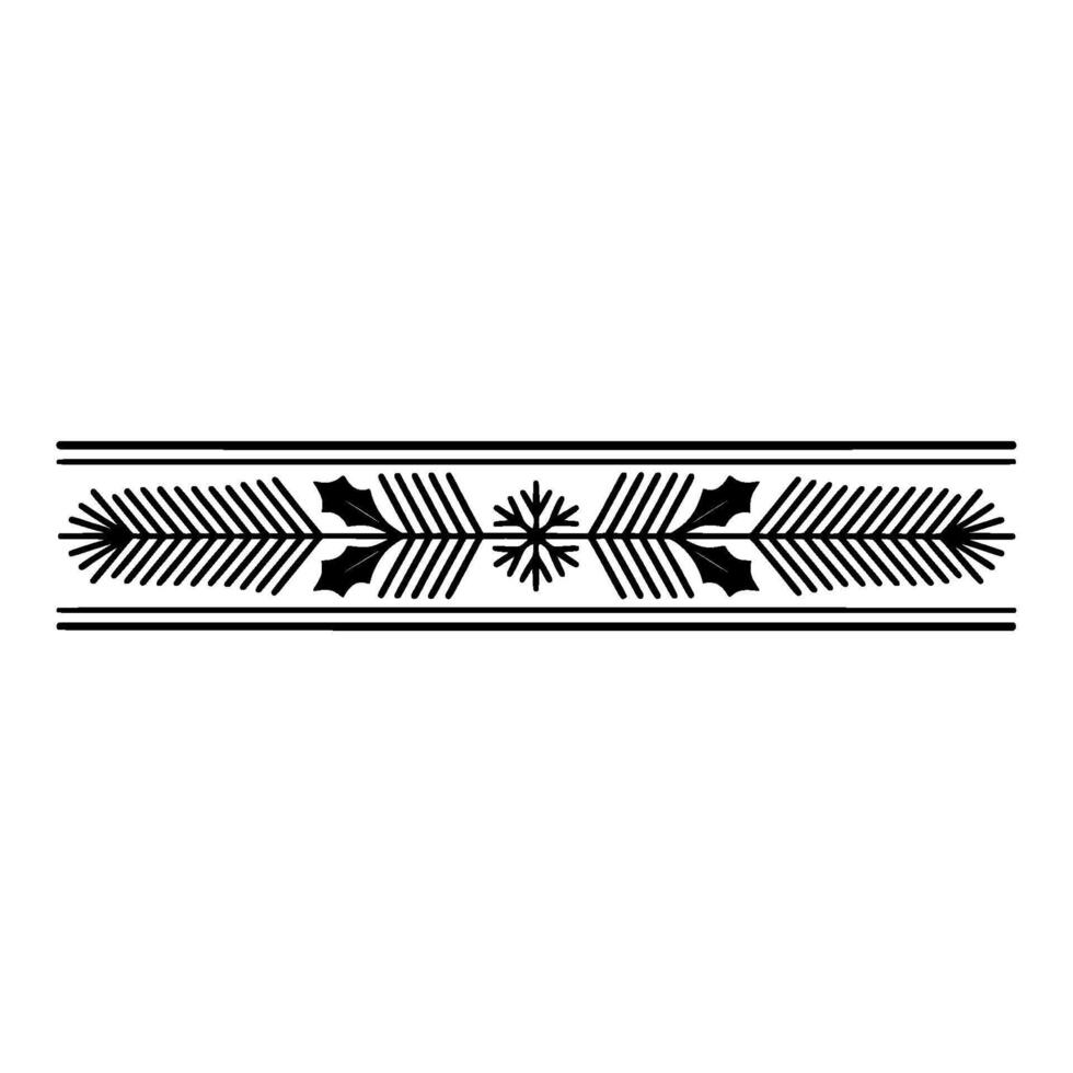Minimalist Christmas Border Holly, Pine, Snowflake, Geometric vector