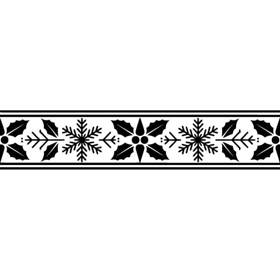 Elegant Christmas Border, Black White Pattern, Decorative vector