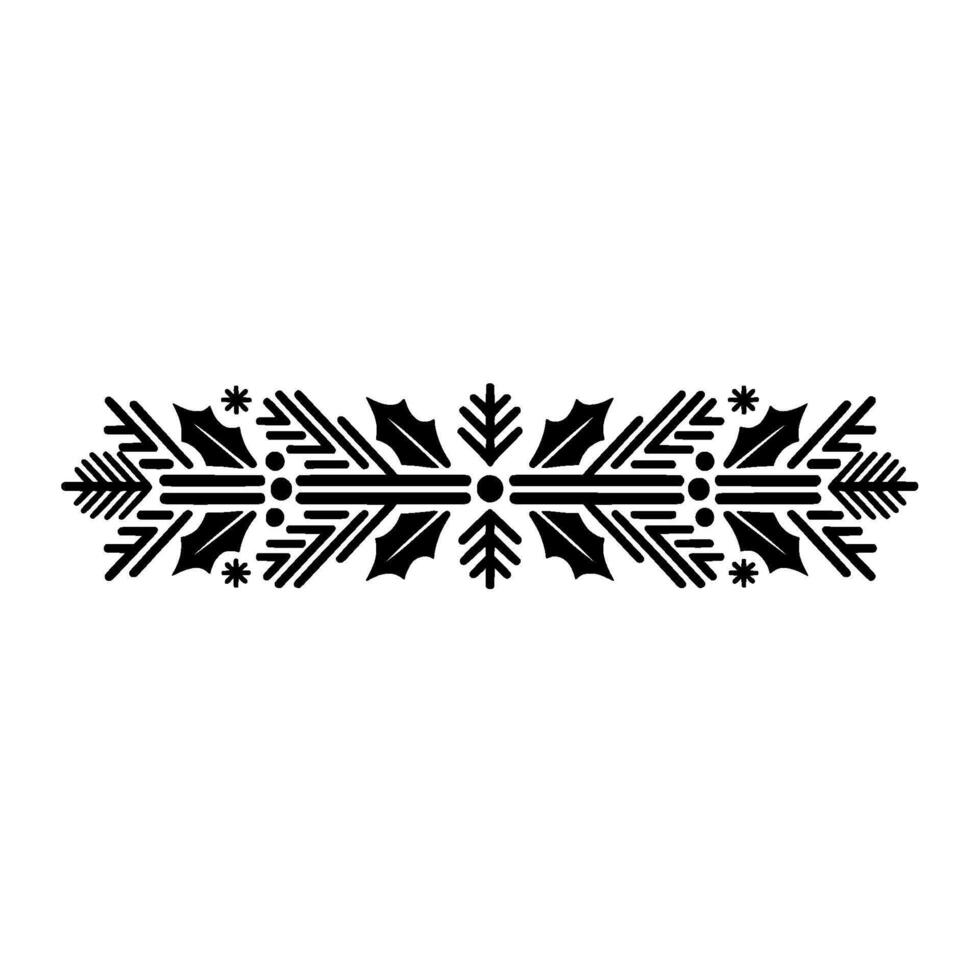 Minimalist Christmas Border Holly, Pine, and Star Details in Black vector