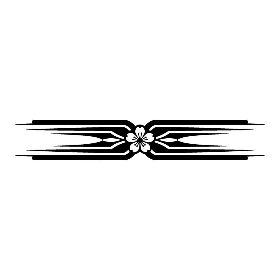 Minimalist Floral Border Black White, Japanese-inspired vector