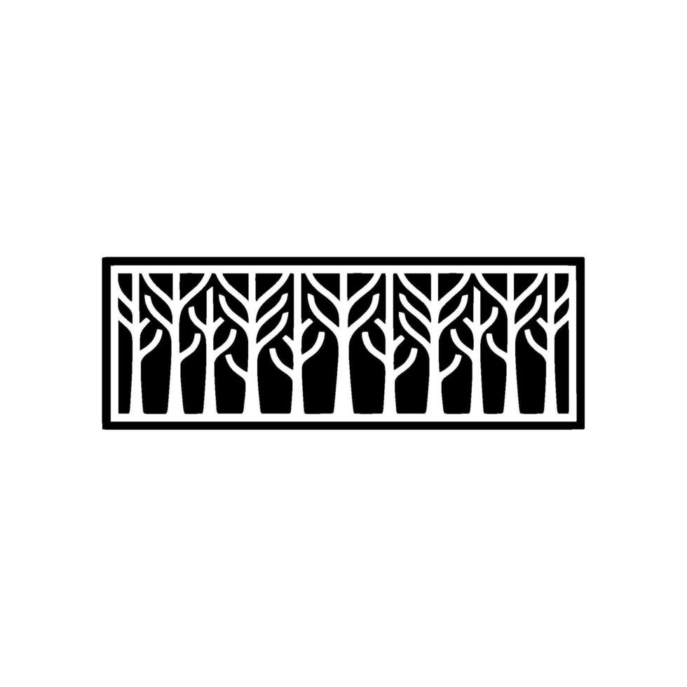 Black White Forest Silhouette Pattern Decorative Panel vector