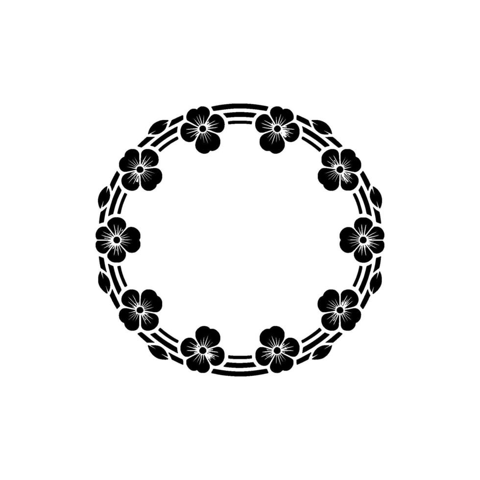 Floral Circle Frame, Minimalist , Black Grey, For Invitations and Decor vector