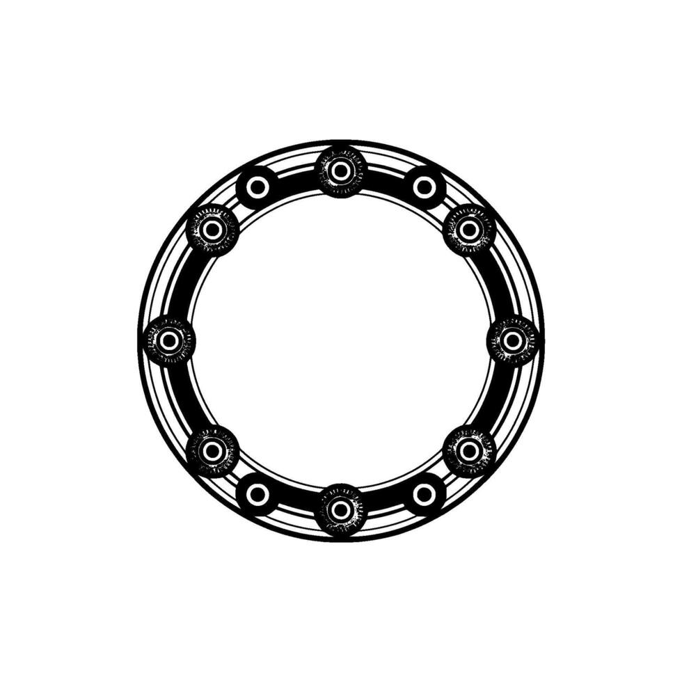Geometric Gear Circle Ornament on Cream, Minimalist vector