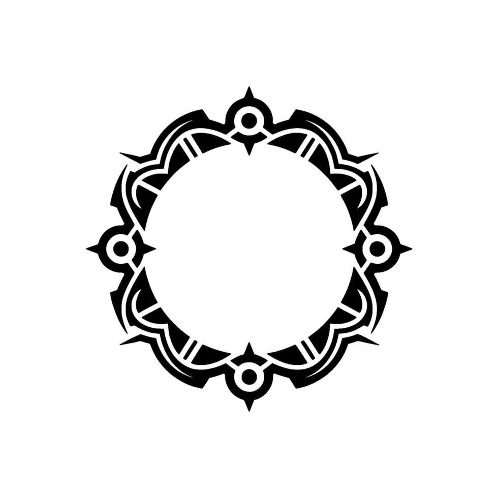 Geometric Tribal Frame on White, Elegant Circle vector