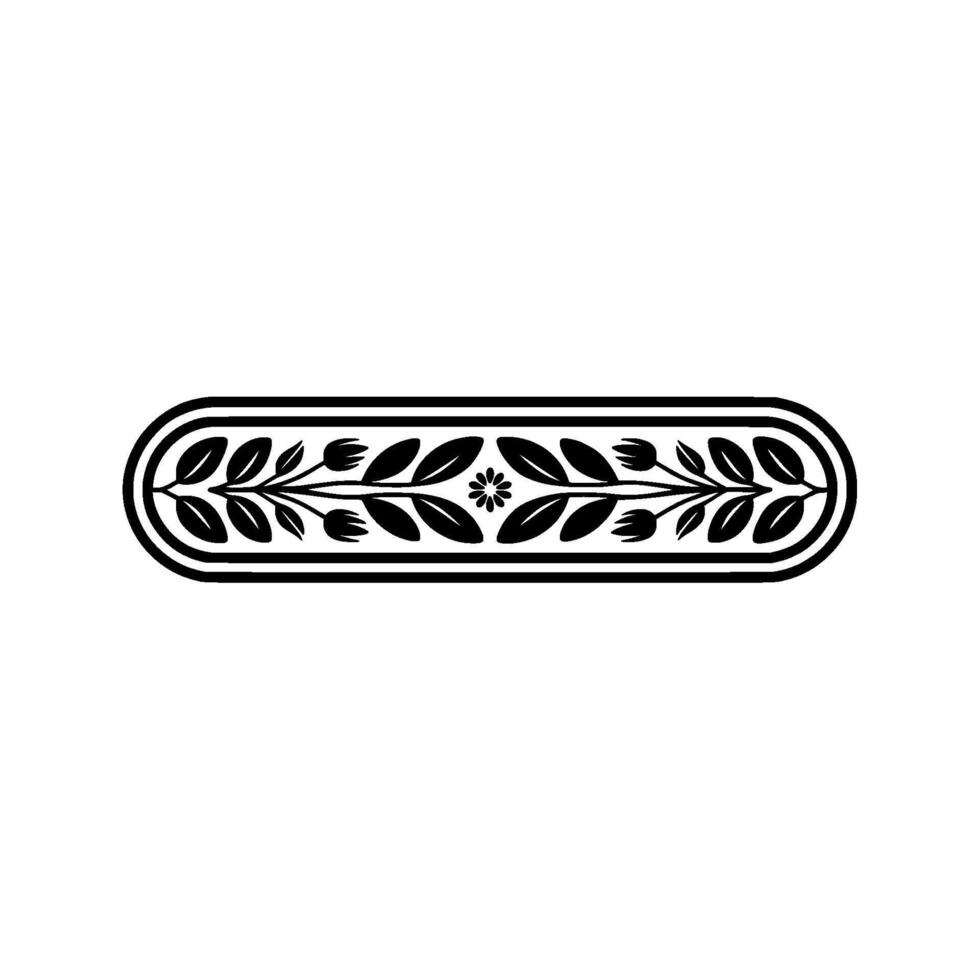 Minimalist Floral Border Element, Black and White, Decorative vector