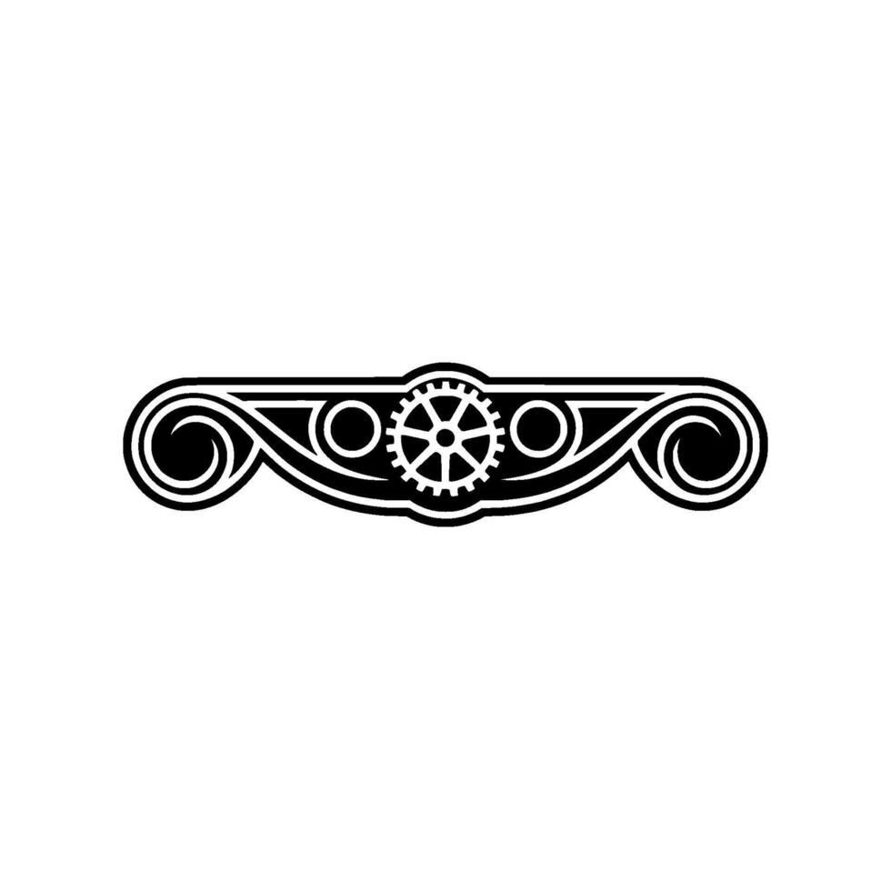 Steampunk Ornament with Gears and Swirls on Cream Background vector
