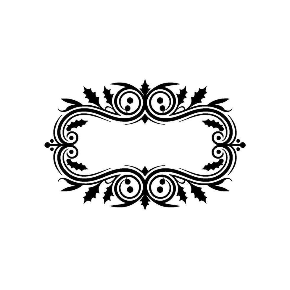 Elegant Black Ornate Frame, Blank Oval Center, Decorative vector