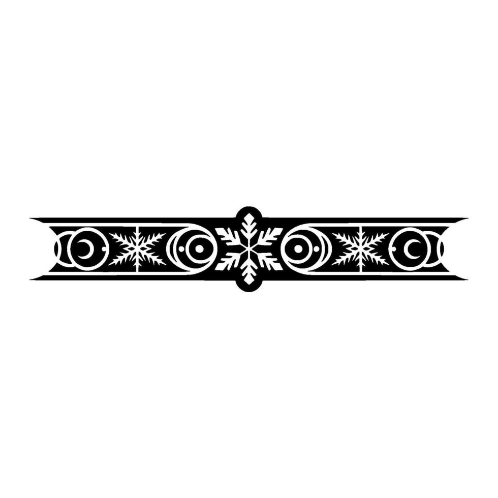 Decorative Black White Snowflake Border Element on Light Background vector