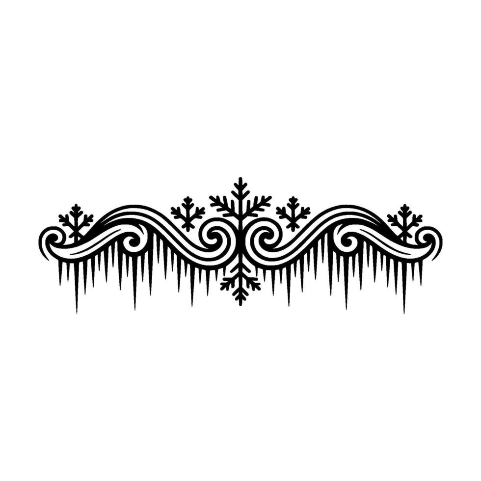 Winter Icicle Scroll Border Ornament - Illustration vector