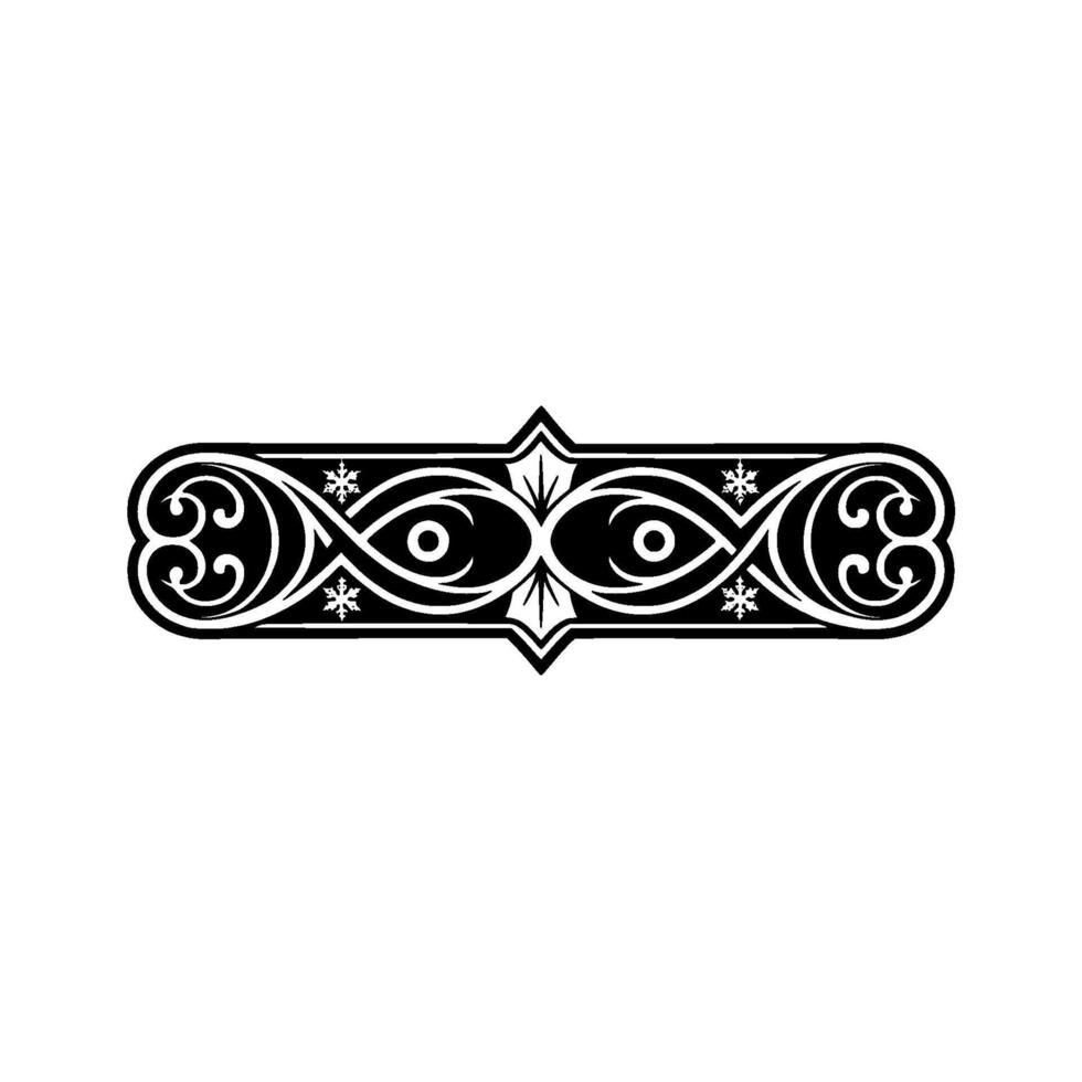 Elegant Black and White Ornament, Decorative Border Element with Snowflake Accents vector