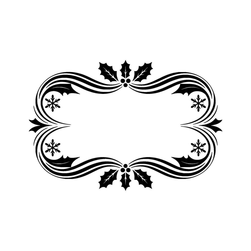 Elegant Christmas Frame with Holly and Snowflakes on White vector