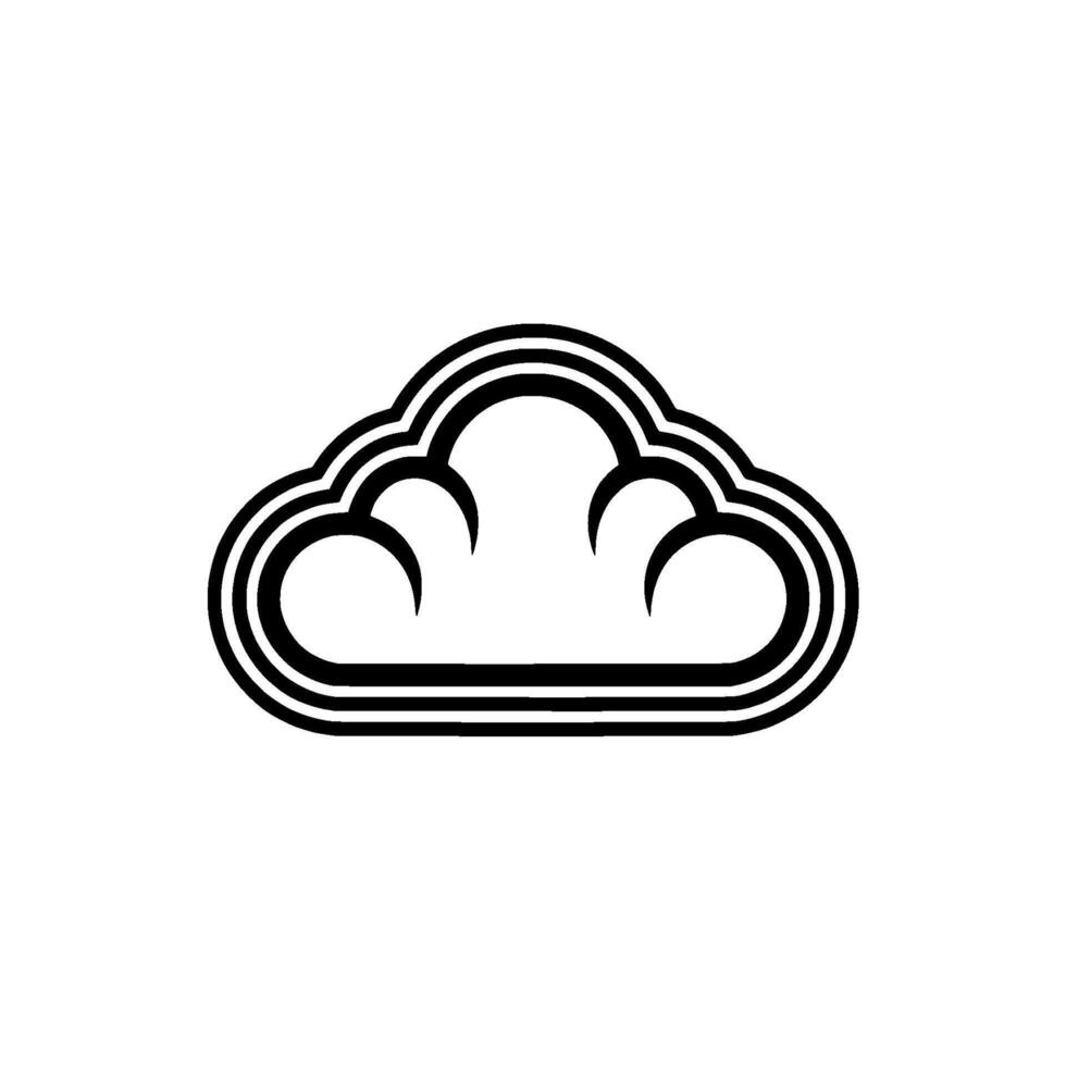 Minimalist Cloud , Black Lines on White, Technology Concept vector