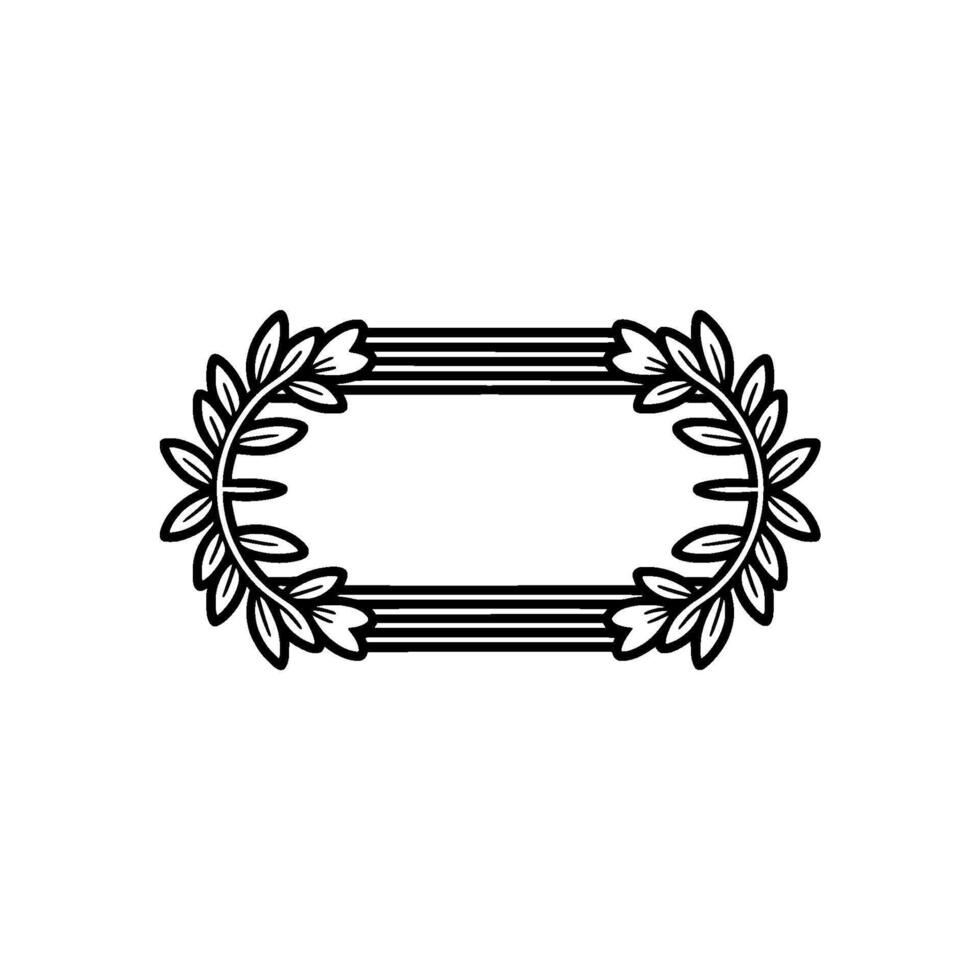 Elegant Laurel Wreath Frame in Black and White vector