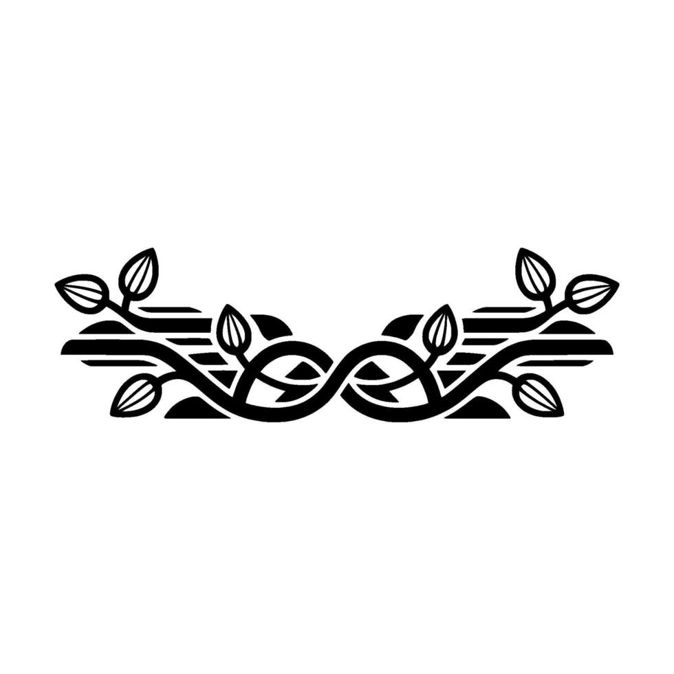 Celtic Knotwork Vine Border, Black on White, Elegant vector