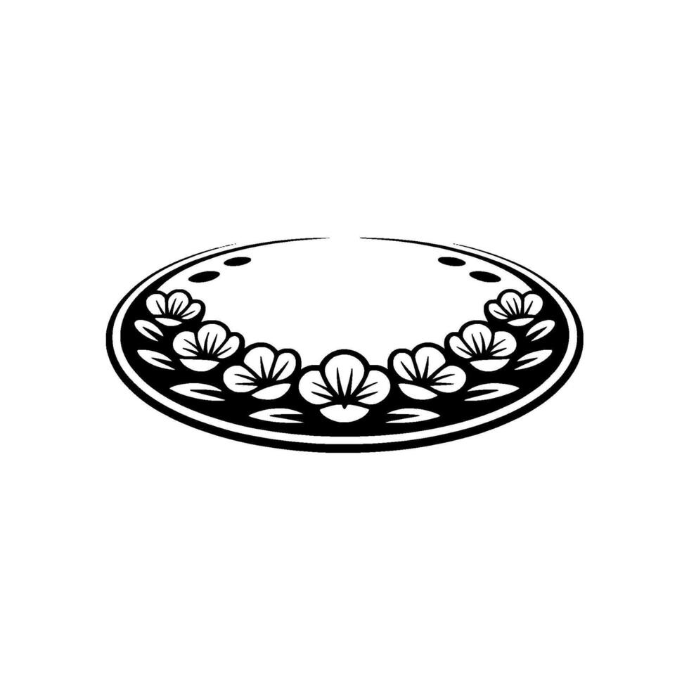 Floral Crest , Black and White Minimalist , Decorative Element vector
