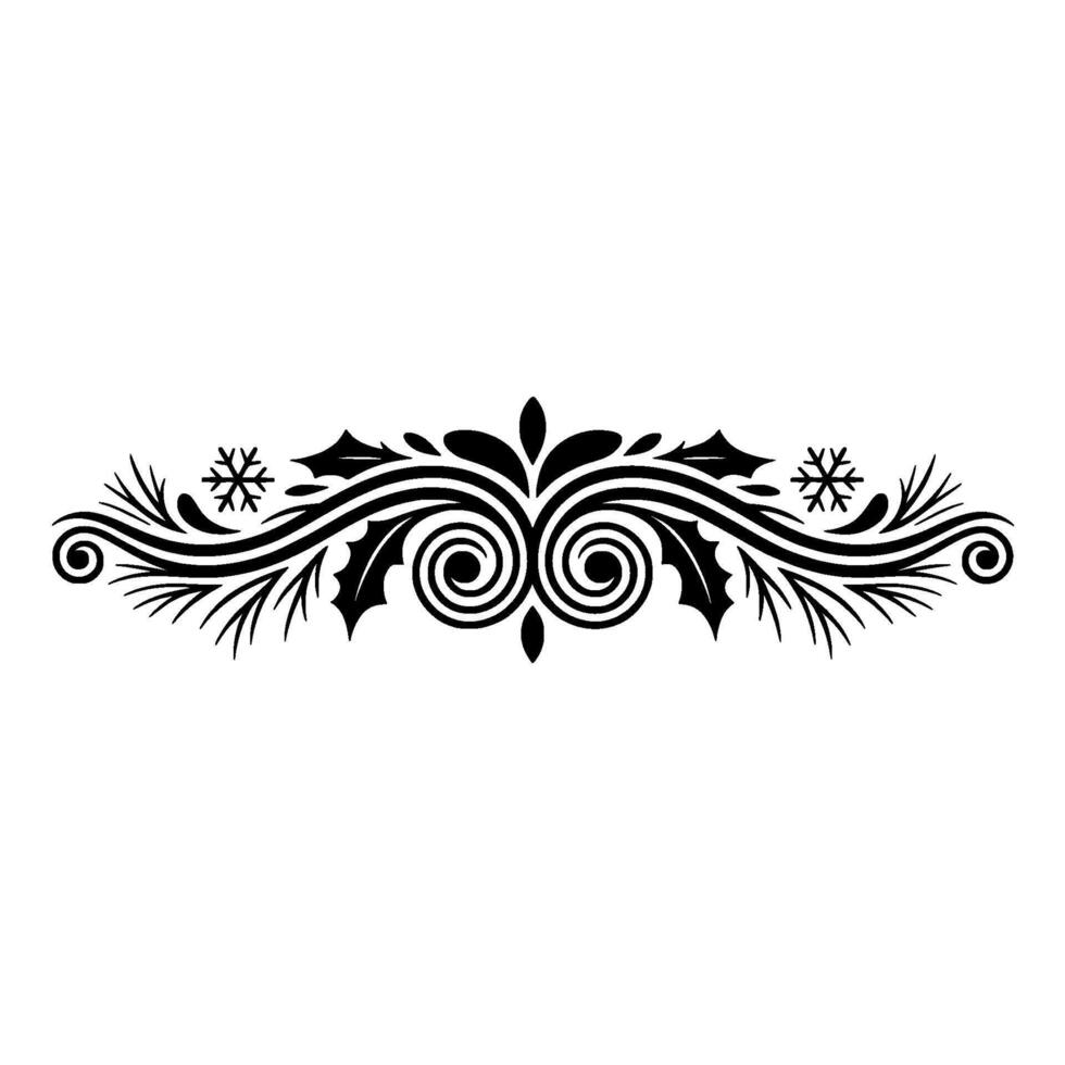 Elegant Black Winter Border Element with Snowflakes vector