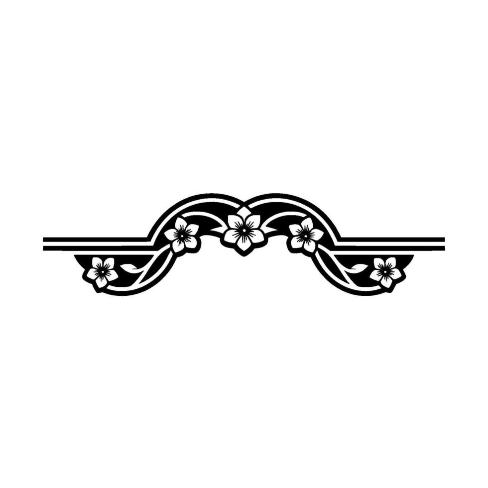 Elegant Black, Floral Border- on White Background vector