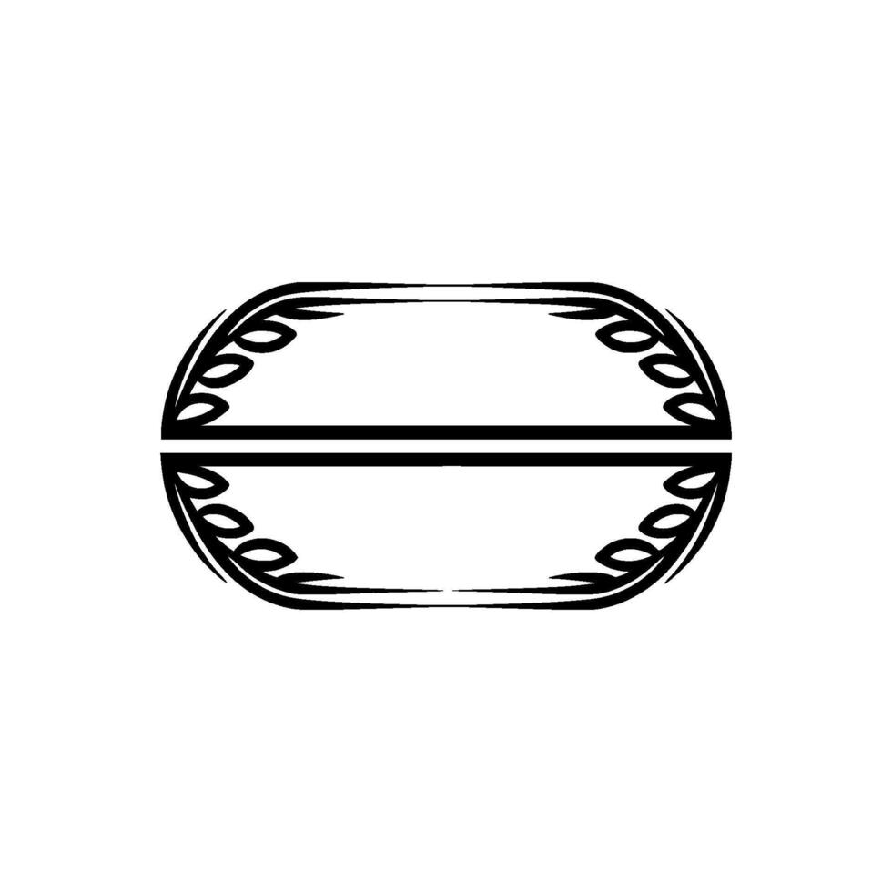 Elegant Floral Oval Frame, Black on White, Minimalist vector