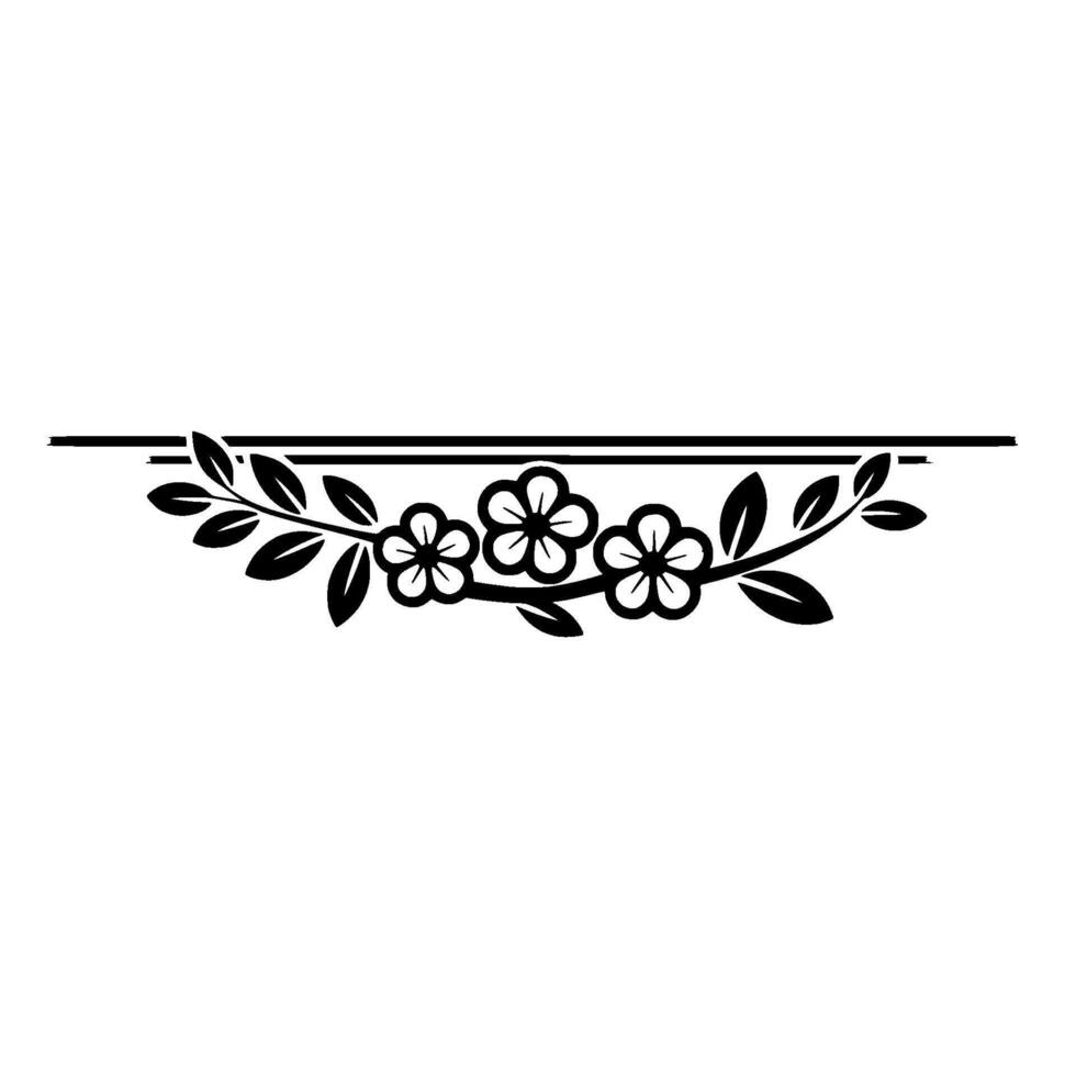 Minimalist Floral Branch Border in Black and White vector