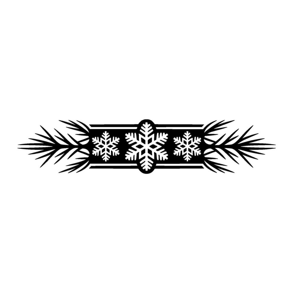 Elegant Winter Decoration Snowflake Pine Sprig Motif vector