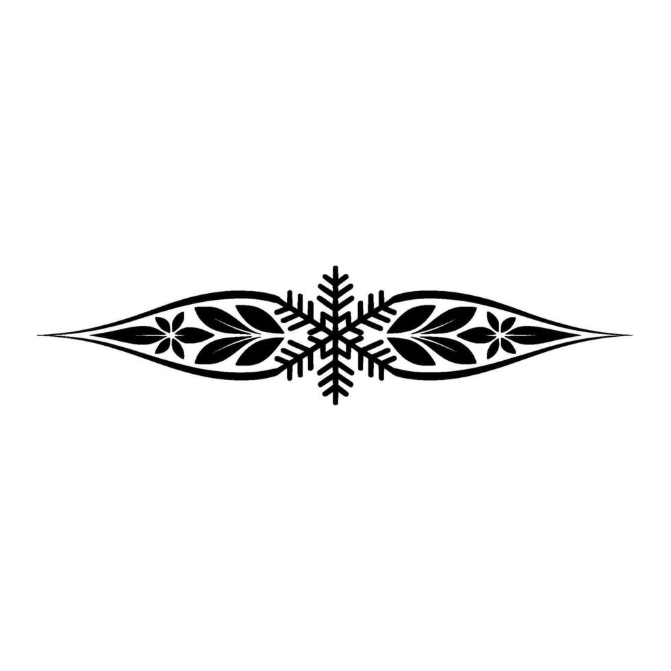 Elegant Winter Border Ornament, Black and White Floral Snowflake vector