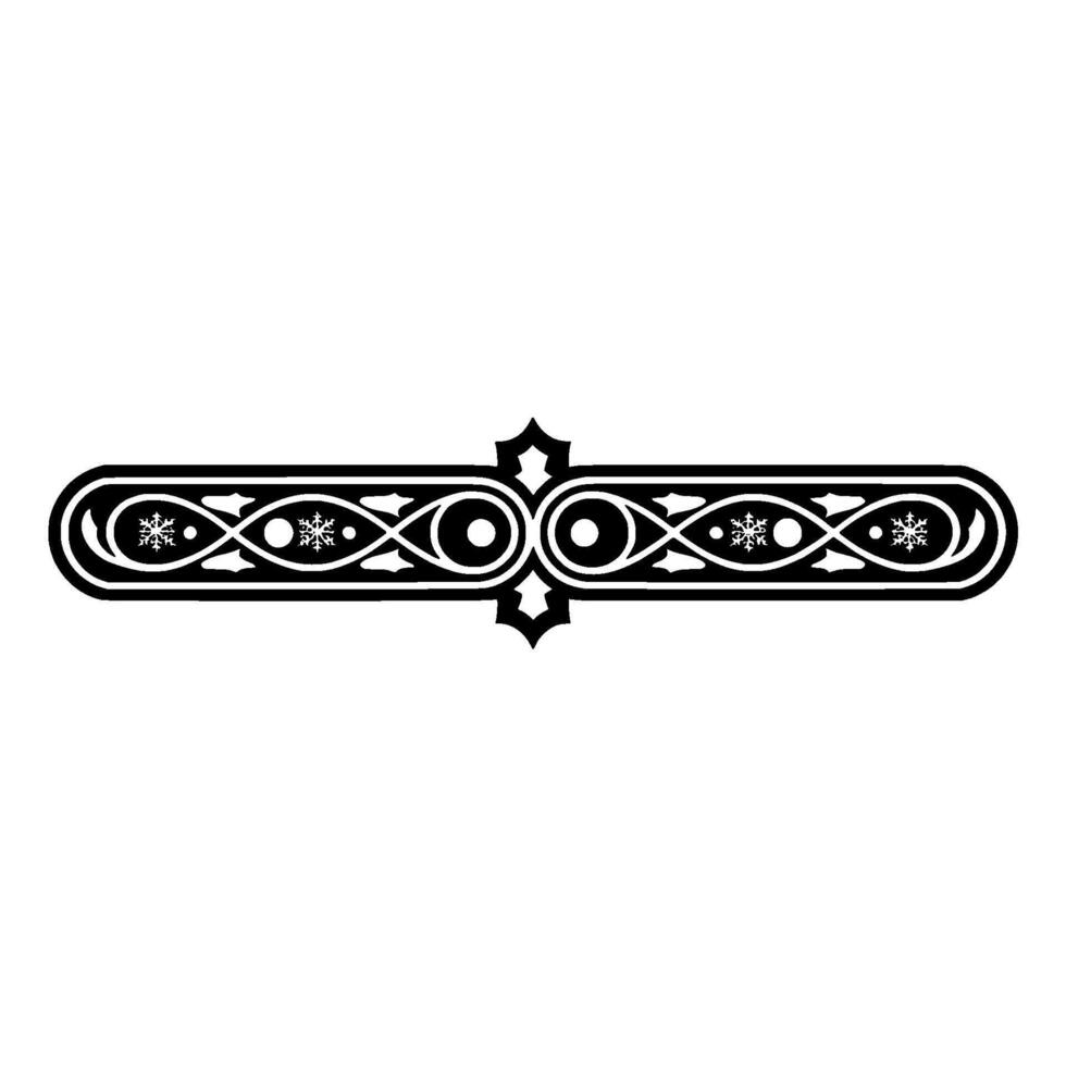 Black Ornament Border with Snowflakes, Abstract Festive vector