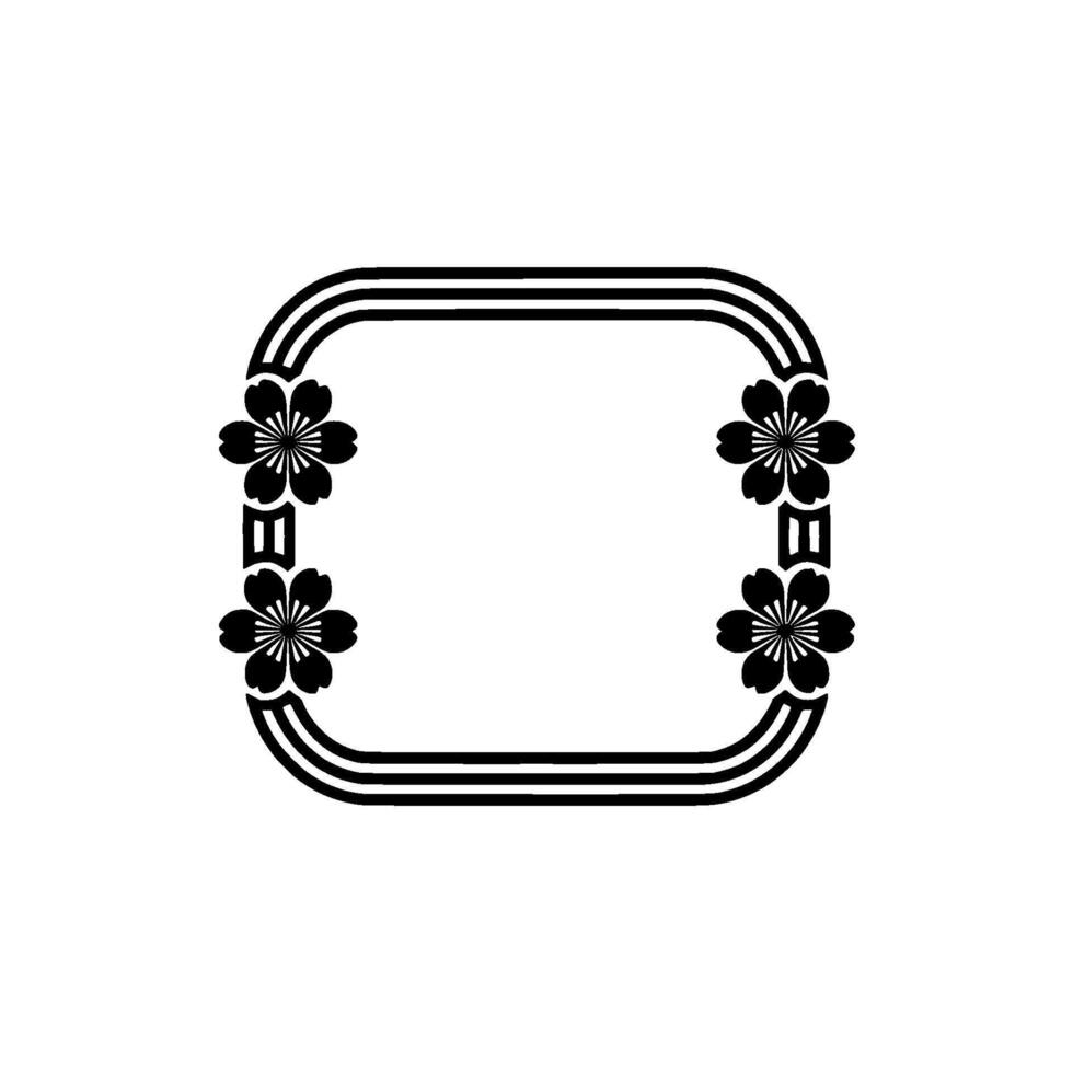 Elegant Black Cherry Blossom Frame, Minimalist Japanese vector